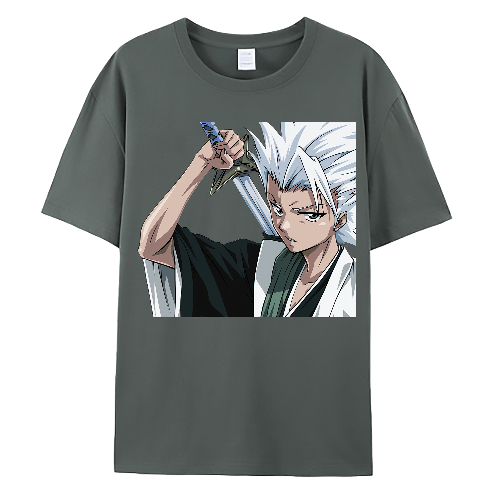 （画像用） ブリーチ 日番谷冬獅郎（ひつがや とうしろう） BLEACH Hitsugaya Toushirou 綿100％ メンズ半袖Tシャツ｜肌触りやわらか＆通気性